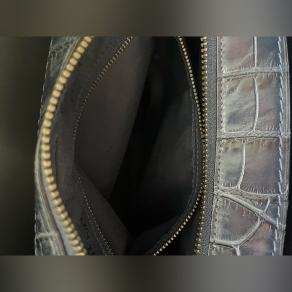 Coach - Navy Leather Croc Embossed Brooklyn Carryall Handbag - Picture 10 of 15